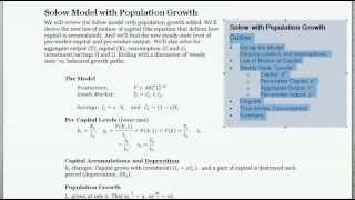 Solow Swan Model with Population Growth  Part 1 of 2 [upl. by Fenella]