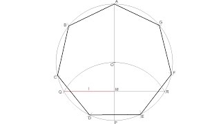 How to draw a regular heptagon inscribed in a circle [upl. by Lodmilla]