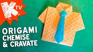 Origami  Chemise et Cravate en papier  fête des pères [upl. by Llerehc]