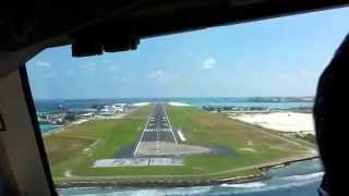 Landing from cockpit in MALE airport Maldives [upl. by Dadirac689]