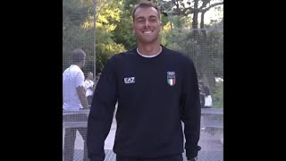 Olimpiadi Parigi Gregorio Paltrinieri a casa Italia per festeggiare le sue due medaglie [upl. by Kaila871]