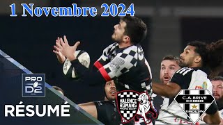 PRO D2  Résumé partie complète Valence Romans vs CA Brive  J9  Saison 20242025 [upl. by Arraic47]