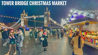 London Tower Bridge Christmas Market Tour from Borough Market  London Winter Walk 2023 4K HDR [upl. by Trella]