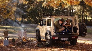 Solo Camping in Golden Autumn amp Sleep in Suzuki Jimny Army Mess Kits Cooking  ASMR [upl. by Miharbi]