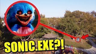 DRONE CATCHES SONICEXE AT HAUNTED PLAYGROUND RUNNING AROUND HE CAME AFTER US [upl. by Lorrimor]