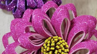 Diy  Making of beautiful flowers  Handmade flowers with glitter foam sheet  ARTICA ISLAND [upl. by Maggio]