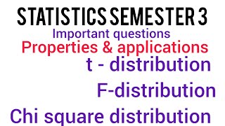 Statistics semester 3t distribution properties and applicationF distribution statisticsexplained [upl. by Nadeau]