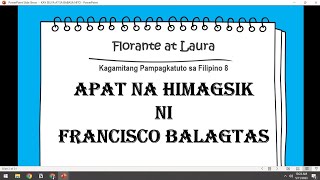 APAT NA HIMAGSIK NI FRANCISCO BALAGTAS  PAGTALAKAY [upl. by Nagek]