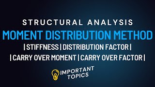 MOMENT DISTRIBUTION METHOD  STIFFNESS  DISTRIBUTION FACTOR  CARRY OVER MOMENT  CARRY OVER FACTOR [upl. by Krusche]