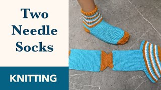 Knit Socks on Two Straight Needles  Knit Socks for Beginners [upl. by Swor405]