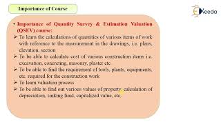 Importance of Course  Introduction Quantity Survey Estimation amp Valuation [upl. by Ynnus]