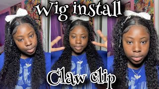 Viral Curly Claw Clip Half up and Half down Middle Part Wig install [upl. by Jarvis]