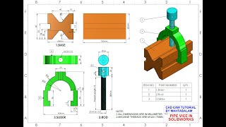 SolidWorks Assembly Tutorial Pipe Vice [upl. by Ataga871]