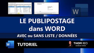 Réaliser un PUBLIPOSTAGE avec WORD  Avec ou sans données Tutoriel facile [upl. by Aloisia867]