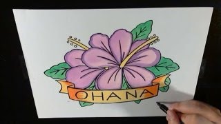 Hawaiian Art Projects  Watercolor Ohana Flowers [upl. by Inimak453]