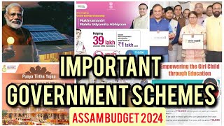 Important Government Schemes 2024  Assam Budget  Current Affairs  APSC  ADRE [upl. by Irra]