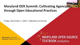 Opening amp Keynote 2023 Maryland OER Summit Cultivating Agency through Open Educational Practices [upl. by Ayel]