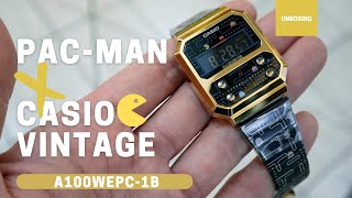 Unboxing PacMan X Casio Vintage Limited Edition A100WEPC1B [upl. by Radborne558]