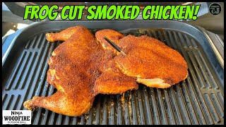 Ninja Woodfire Grill Smoked Chicken Frog Chicken Cut [upl. by Aime862]