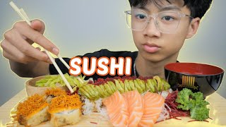 SUSHI Fried California Roll Green Sushi Roll with Salmon Sashimi  NE Lets Eat [upl. by Ellswerth]