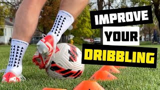 IMPROVE Your Dribbling  Cone Weave Drills for Soccer  Football [upl. by Nuahsar]