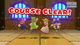 Super Mario 3D World 4 Player CoOp World 1 No Castle [upl. by Hamann]