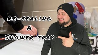 How to Resilicone and sealing a shower tray [upl. by Hilten94]