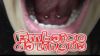 Piercing embaixo da lingua  Freio inferior [upl. by Maroj]