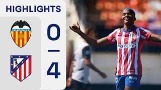 VCF FEMENINO 0  4 ATLÉTICO DE MADRID  RESUMEN LIGA F [upl. by Raymund836]