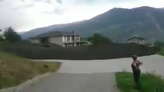 Major debris flow hits Chamoson Switzerland [upl. by Otreblon]