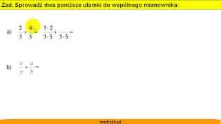 Sprowadzanie ułamków do wspólnego mianownika  Zadanie  Matfiz24pl [upl. by Ehrenberg]