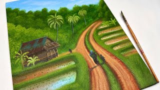 Village Landscape  Acrylic Painting [upl. by Fidole998]