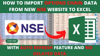 How To Import NSE Live Options Chain Data in Excel With Auto Refresh  NSE Live Data Import [upl. by Kirt564]