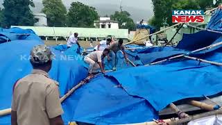 Visuals Of Windstorm Devastating Offical Function Of 51 School Rupantaran Program In Deogarh [upl. by Enomor]