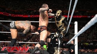 Goldust vs Randy Orton amp Batista  No Holds Barred Handicap Match Raw May 26 2014 [upl. by Ennyleuqcaj]