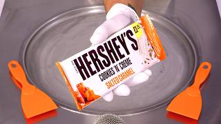 ASMR  How to make Hersheys Cookies N Creme Salted Caramel  Ice Cream Rolls no talking [upl. by Sivie524]