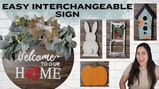 Easy Interchangeable Door Sign  How To Make Easy Interchangeable Images Using Dollar Tree Items [upl. by Eiliak]