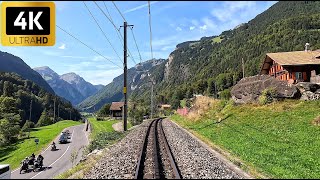 Cab Ride  Grindelwald to Interlaken Switzerland  Train Driver view  4k 60p uhd video [upl. by Brian40]