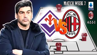 Today Match Fiorentina Vs Ac Milan  Ac Milan Starting Lineup Serie A 2024 Match Week 7 [upl. by Nazario]