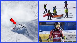 Valérie Grenier Horror Crash Video At SuperG 95kmh Speed  Valerie Grenier sturz [upl. by Anaeg]