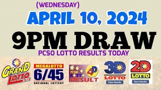 Lotto Result Today 9pm draw April 10 2024 655 645 4D Swertres Ez2 PCSOlotto [upl. by Brendon]