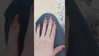 Soft gel tips copper colour with sparkle nail extension at home coppernails [upl. by Yelroc]