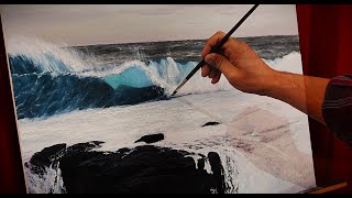 Ölgemälde quotSteinquot Vom Meer Wind Wellen Felsen Ozean Ölbild im Zeitraffer timelapse ocean painting [upl. by Yelwar]