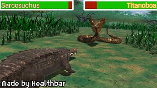 Sarcosuchus vs Titanoboa pong1977  With healthbars Healthbar [upl. by Elle]