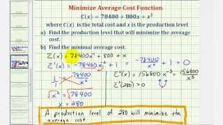 Ex Find the Average Cost Function and Minimize the Average Cost [upl. by Eelra]