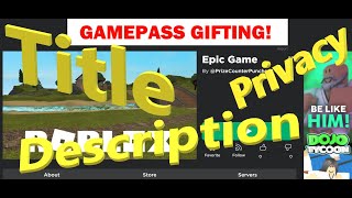 How to Change Game Title Description Privacy Roblox Studio Tutorial [upl. by Zendah]