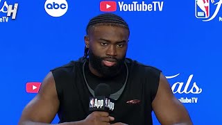 Jaylen Brown previews Game 3 FULL Interview  2024 NBA Finals Media Day [upl. by Nahsad9]