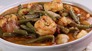 Southern Style Green Beans with Shrimp and Potatoes  How To Make Green Beans [upl. by Oecam]