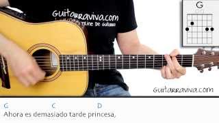 Como tocar PRINCESA de Joaquín Sabina en guitarra acordes y ritmo tutorial [upl. by Lertnek997]