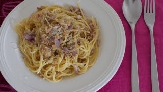 Ricetta pasta veloce con tonno in scatola spaghetti alla carbonara con tonno [upl. by Jeff421]